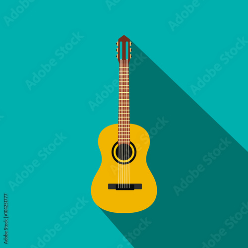 Classic guitar icon, flat style