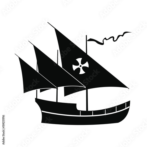 Santa Maria sailing ship icon, simple style 