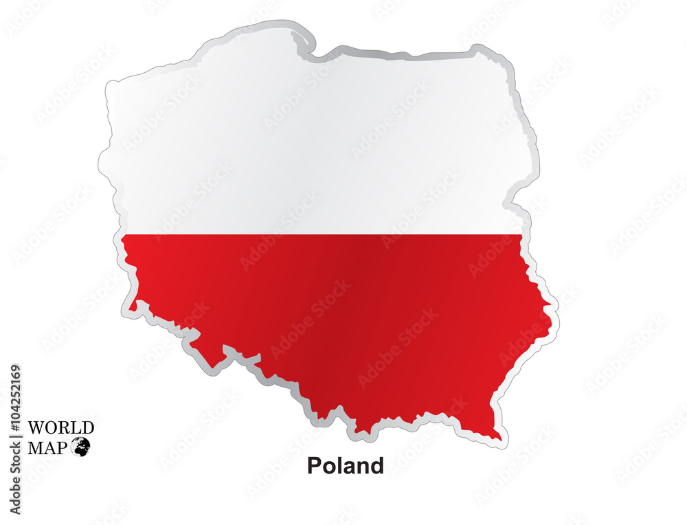 Map Poland. Map with flag.