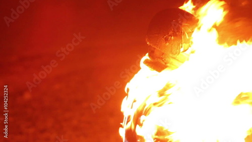 man is burn in fire