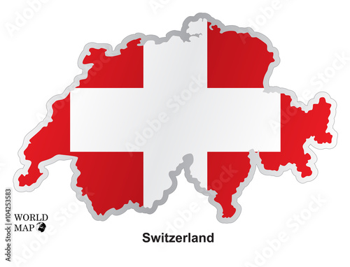 Map Switzerland. Map with flag.