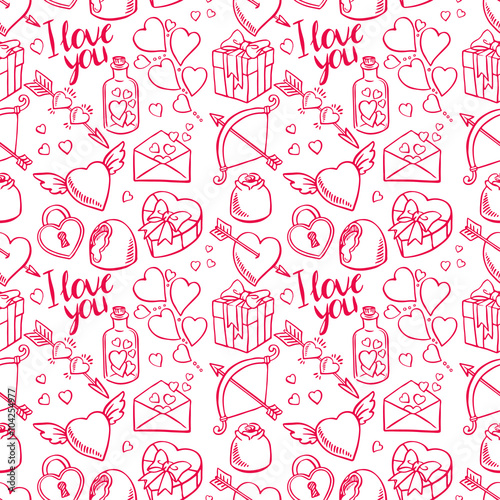 Valentine seamless sketch background