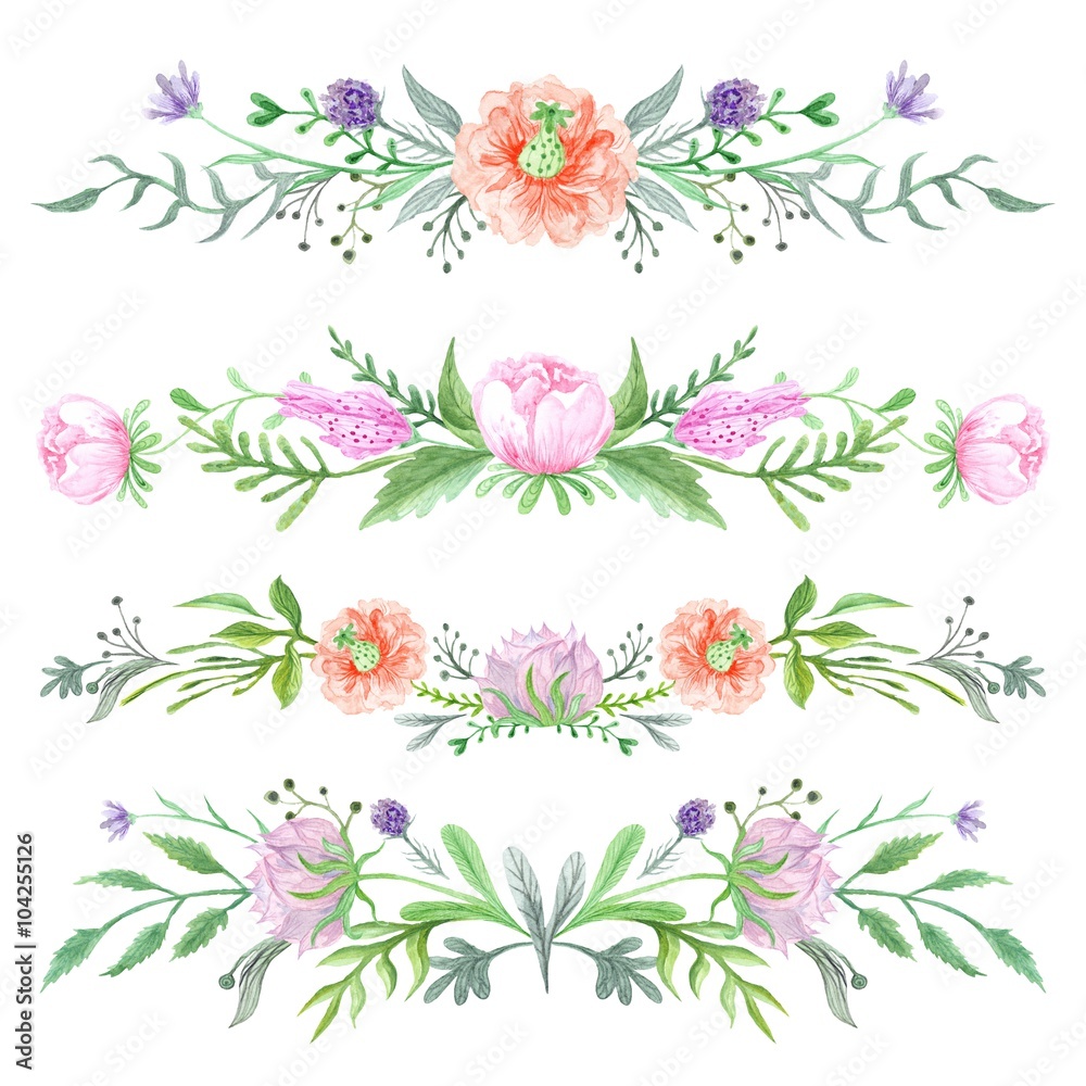 Spring Watercolor Floral Vignettes 