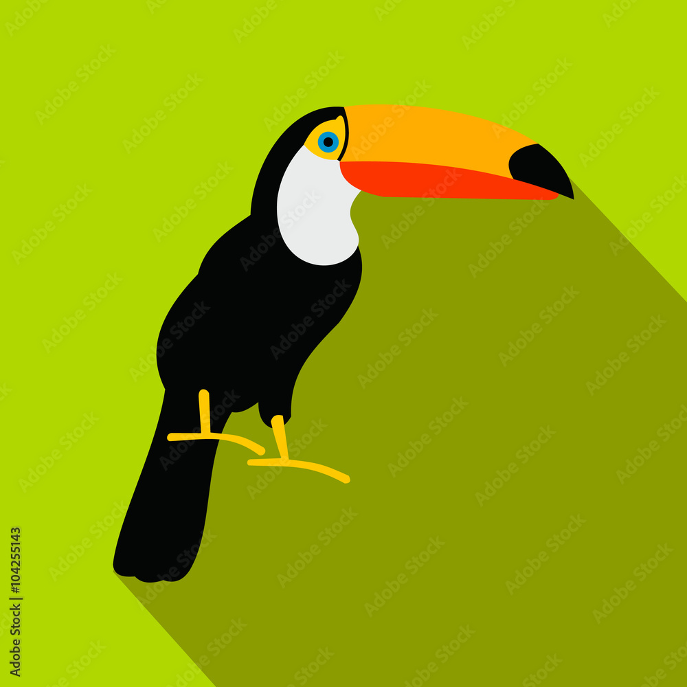 Naklejka premium Toucan icon, flat style 