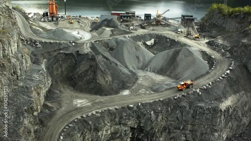 Aerial drone shot of a quarry photo