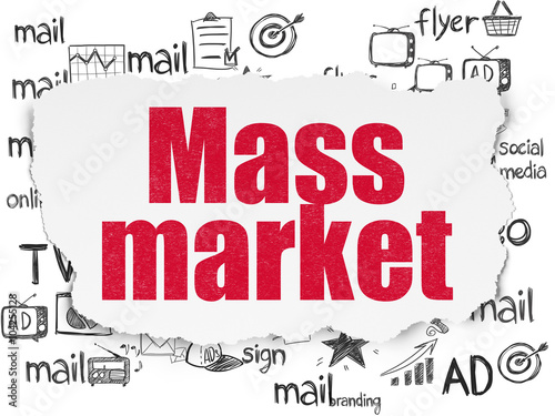 Marketing concept  Mass Market on Torn Paper background