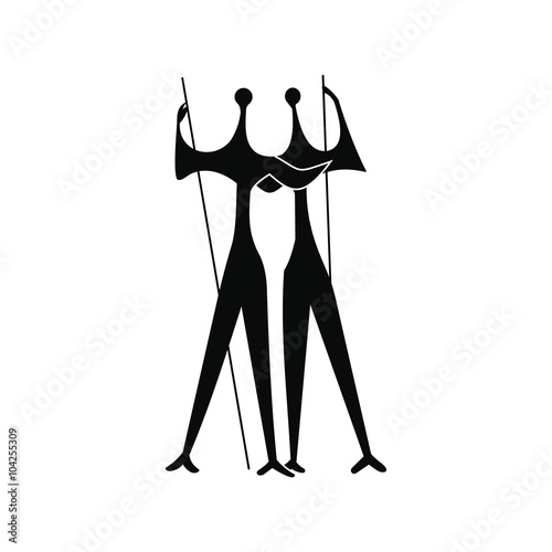 Sculpture of Two Warriors by artist Bruno Giorgi, Brasili icon, simple style 