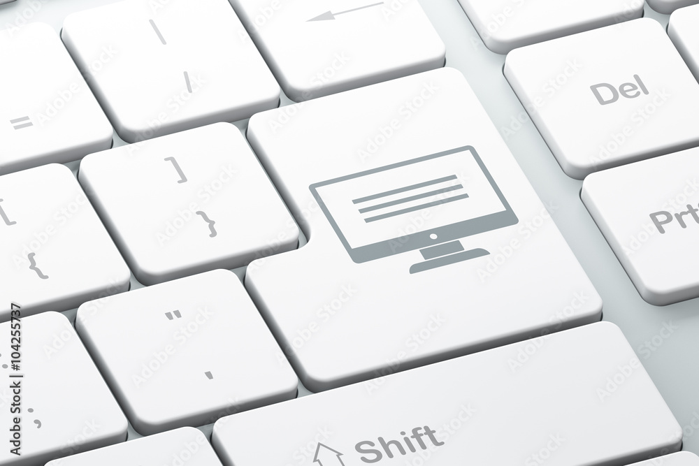 Web development concept: Monitor on computer keyboard background