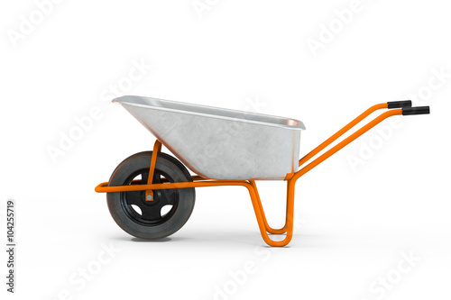 Vászonkép Garden metal wheelbarrow cart isolated on white background