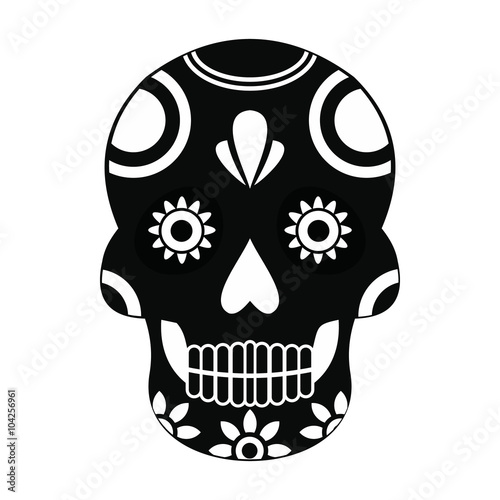Mexican skull icon, simple style 