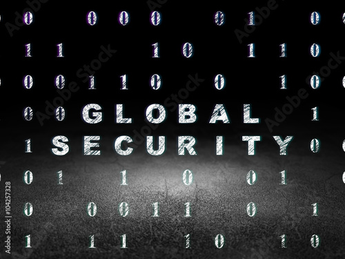 Privacy concept: Global Security in grunge dark room