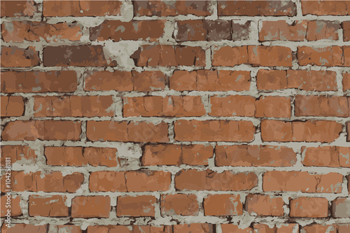 Wall of orange brick. Vector illustration