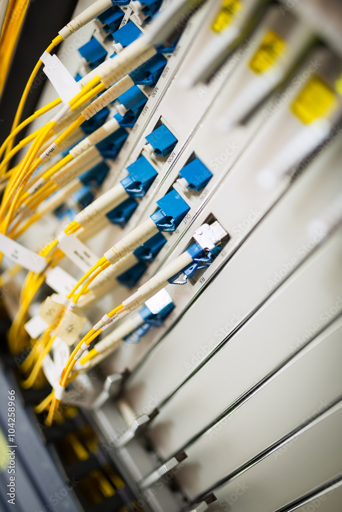 fiber optic with servers in a technology data center