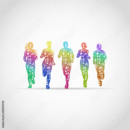 Marathon Runners, designed using colorful grunge brush graphic