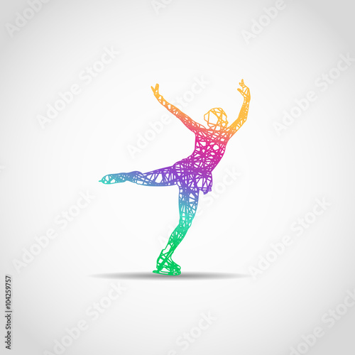 athlete skates and girl dancing on ice