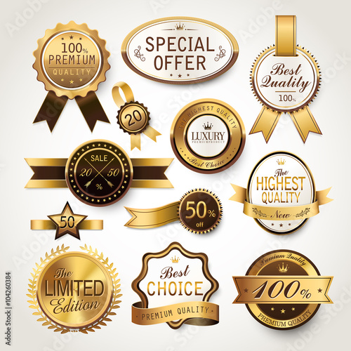 elegant golden labels collection set