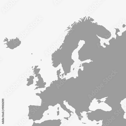 Map of Europe in gray on a white background