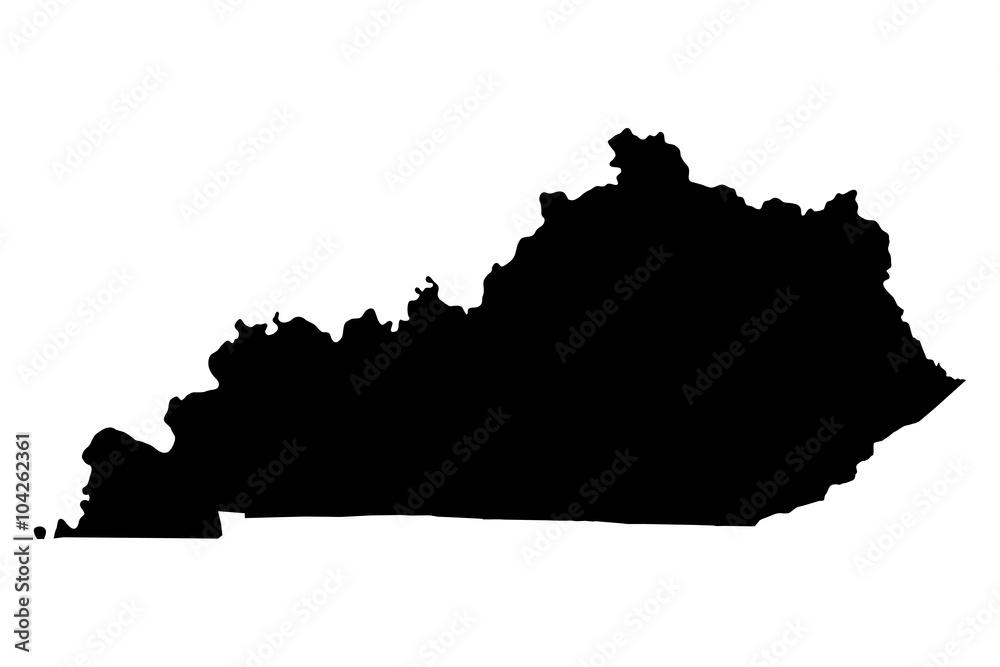 Fototapeta Kentucky czarna mapa na białym tle wektor