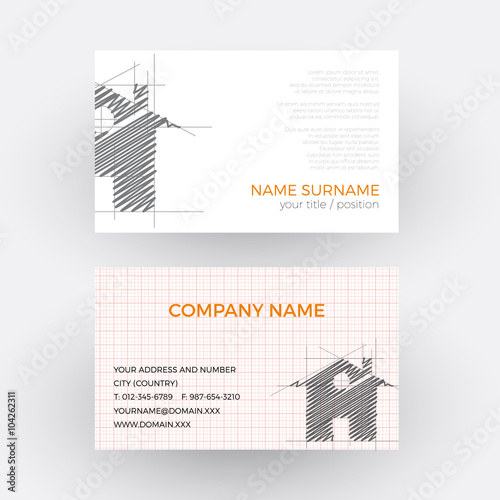 Vector abstract house, concept of builder. Business card