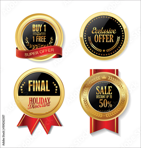 Sale gold and black retro vintage labels collection