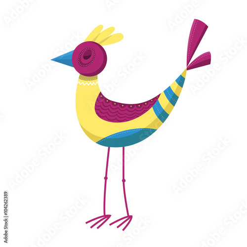 Vector illustration of bird, hen. One of 9 set of birds and hens. Can be used for spring and easter cards, illustrations, ...