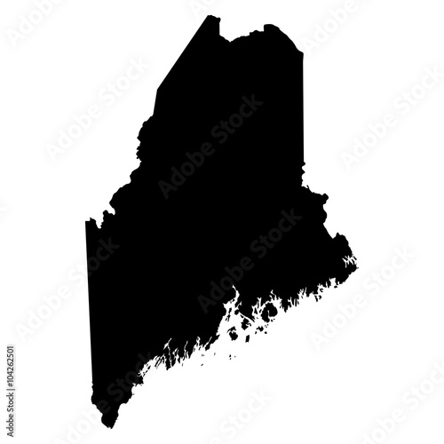 Maine black map on white background vector photo
