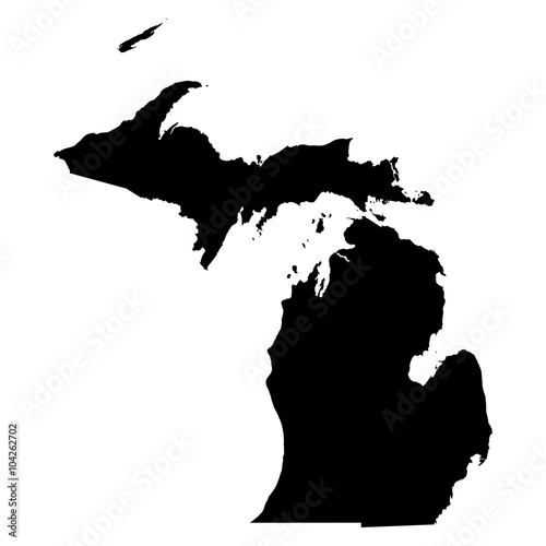 Michigan black map on white background vector photo