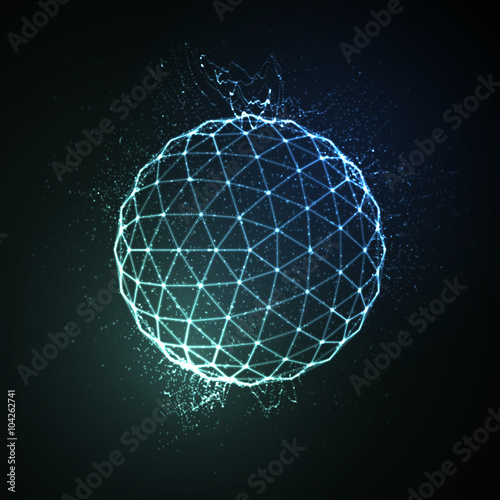 3D illuminated sphere of glowing particles
