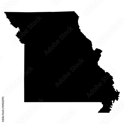 Missouri black map on white background vector photo