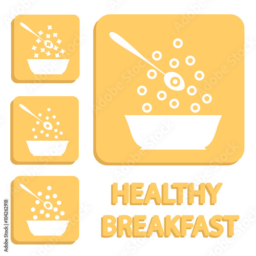 Breakfast cereals or snacks - vector healthy food icons.