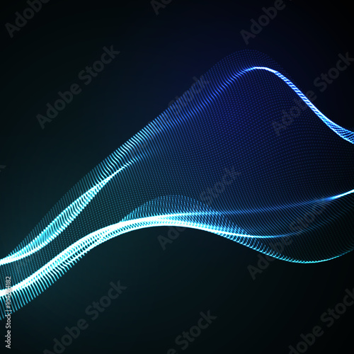 3D illuminated neon digital wave