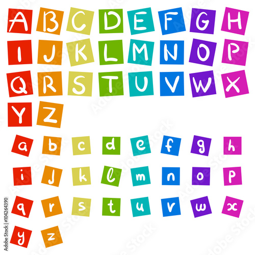 English rainbow vector handwritten alphabet