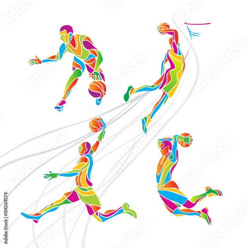 Basketball players collection vector