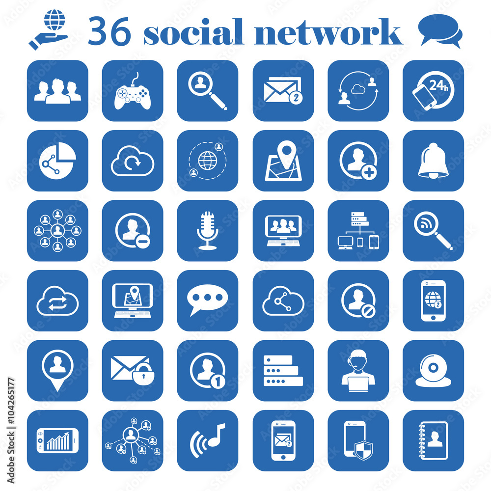 social network set icon social network set icon