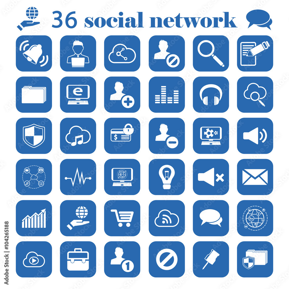 social network set icon social network set icon