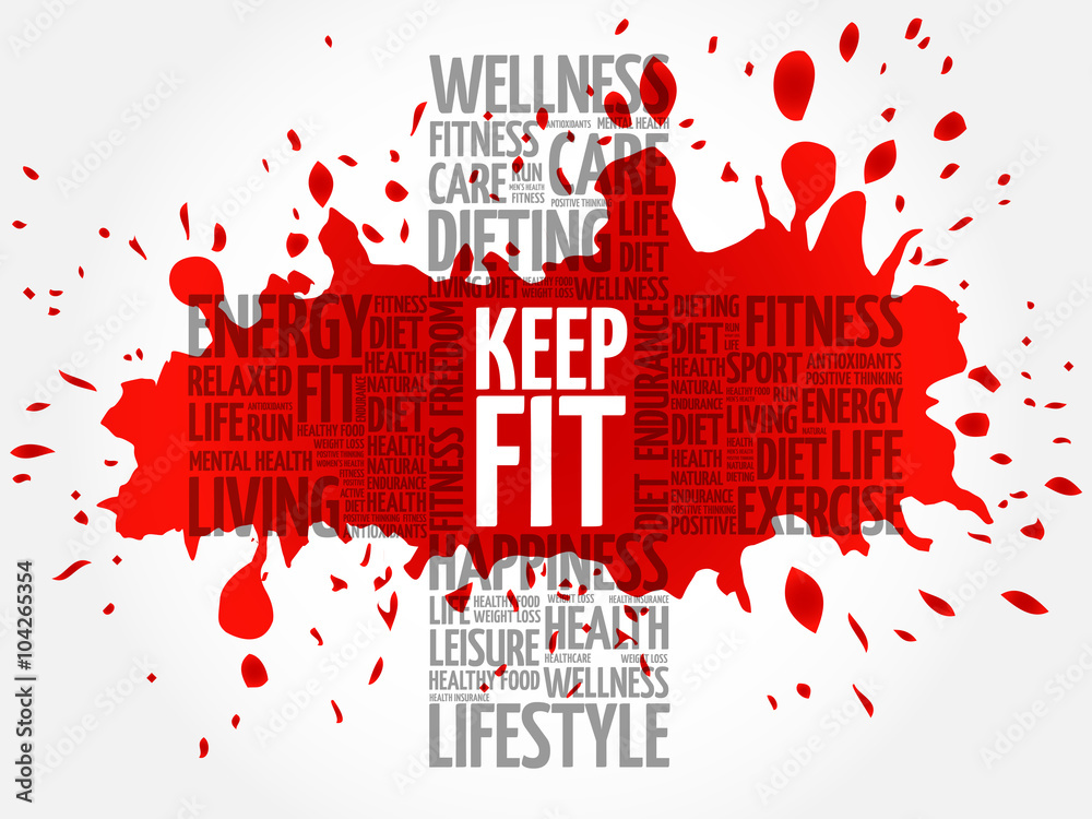 KEEP FIT cross word cloud, health concept KEEP FIT cross word cloud, health concept