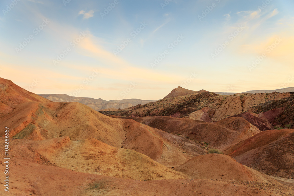 Coloured sands at the bottom of the Big Crater HaMakhtesh HaGadol
