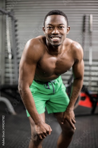Athletic man smiling to camera