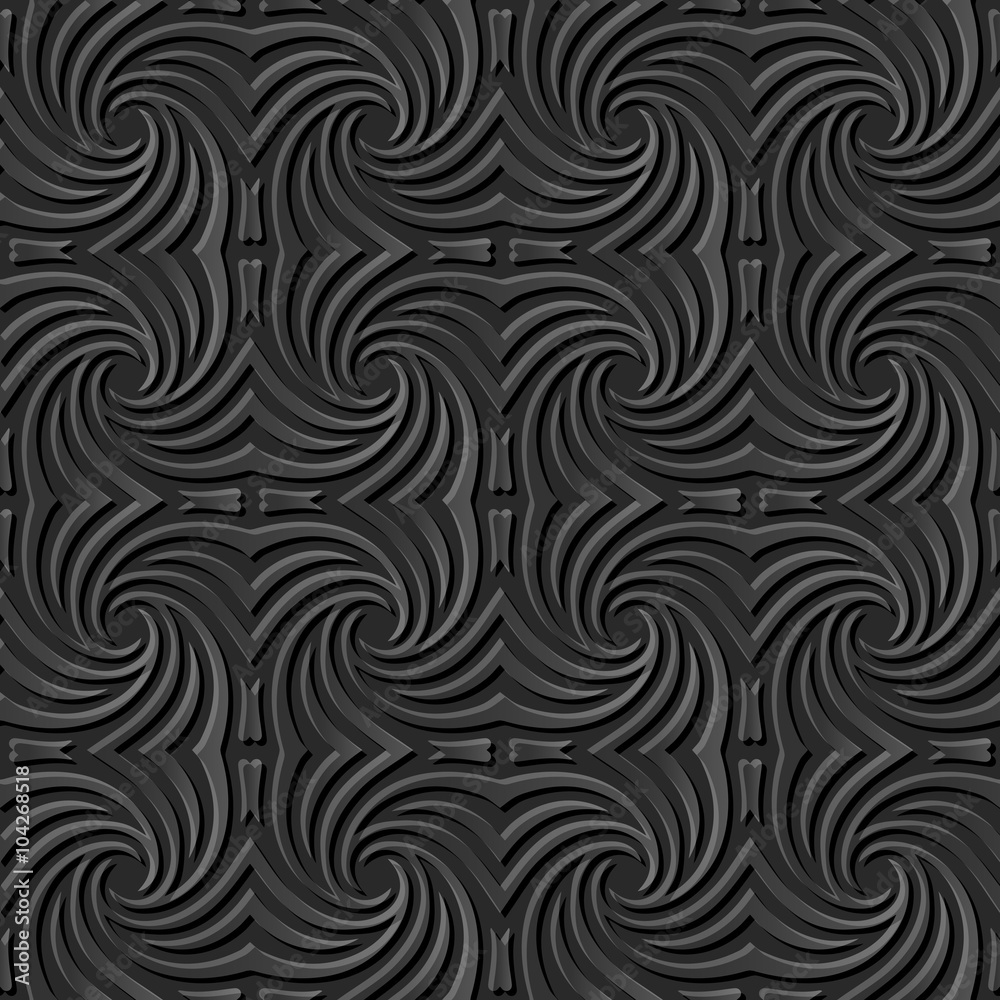 Seamless 3D elegant dark paper art pattern 076 Spiral Curve Cross
Seamless 3D elegant dark paper art pattern 076 Spiral Curve Cross