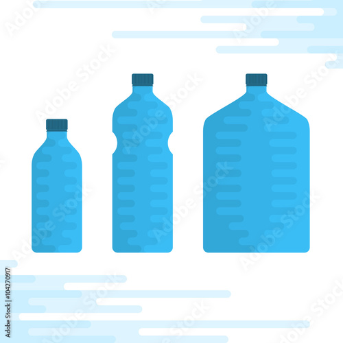 Set of water bottles.