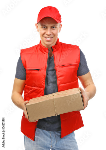 Young handsome delivery man...