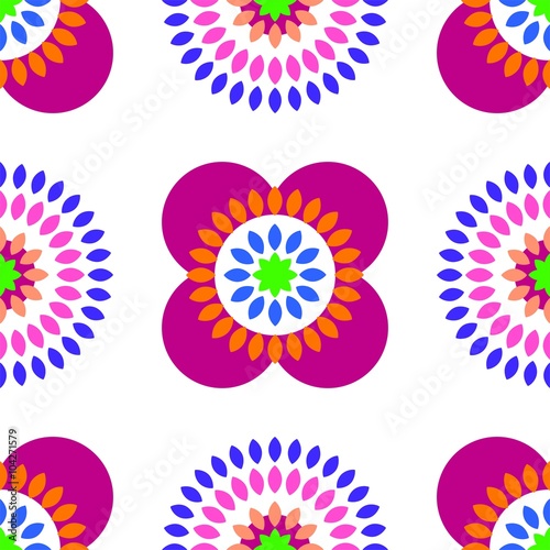 A charming endless floral pattern - ornament with colorful flowers - Template for wallpaper background and print - purple green blue orange