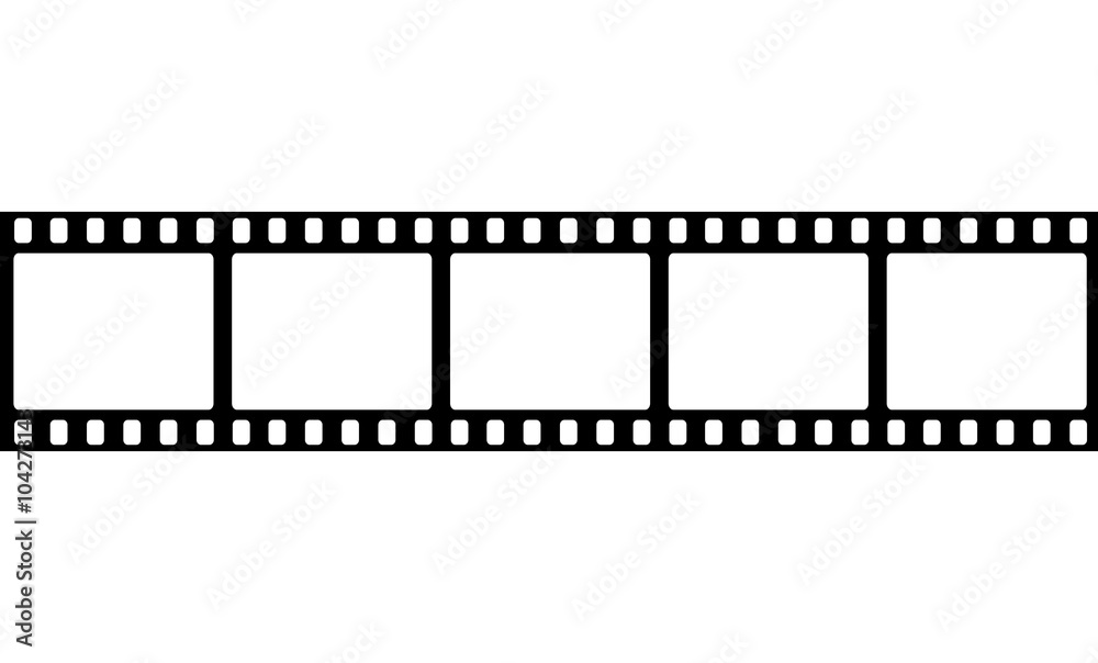 Vector realistic illustration of film strip on white background. Template film roll