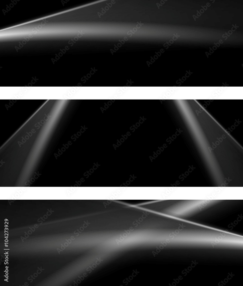 Black and white monochrome smooth lines banners