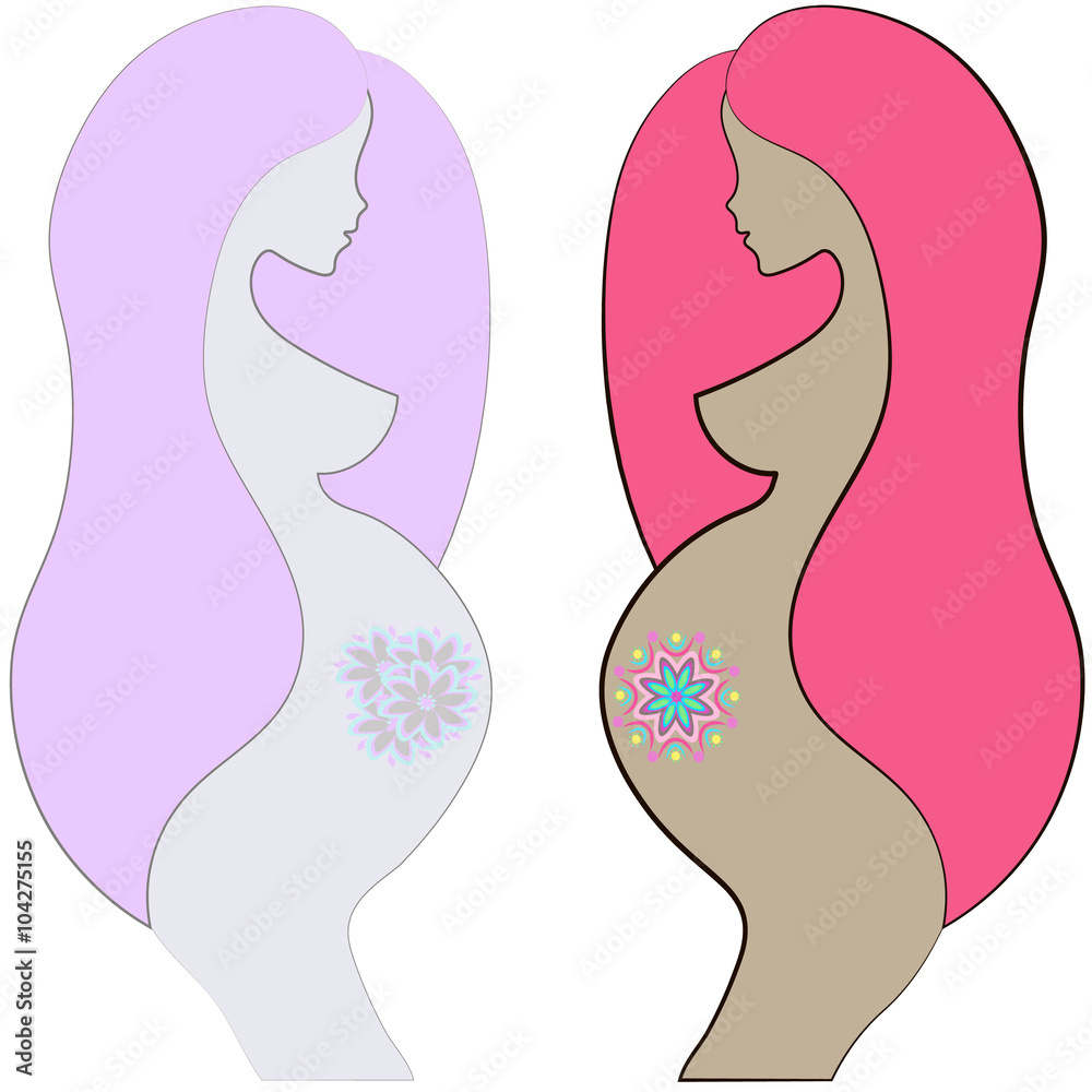 vector icon of pregnant women belly lady silhouette, stylized symbol vector icon of pregnant women belly lady silhouette, stylized symbol