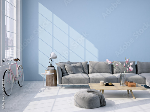  living room loft interior. 3d rendering photo