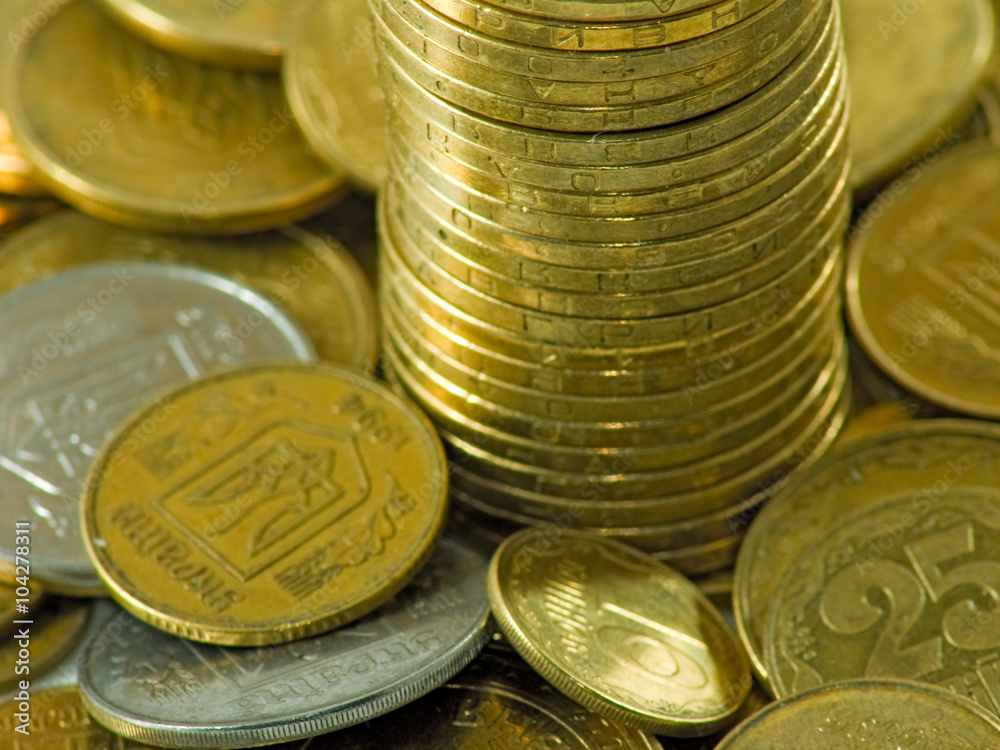 image of coins on a white background close-up image of coins on a white background close-up