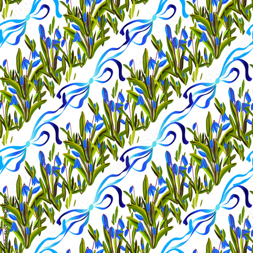 Tablou pe pânză Bluebell flowers pattern.