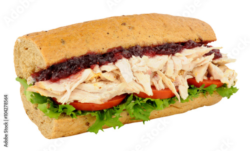 Chicken And Salad Sandwich With Cranberry Jelly