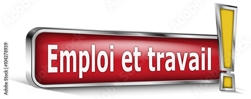 Emploi et travail sur panneau rouge